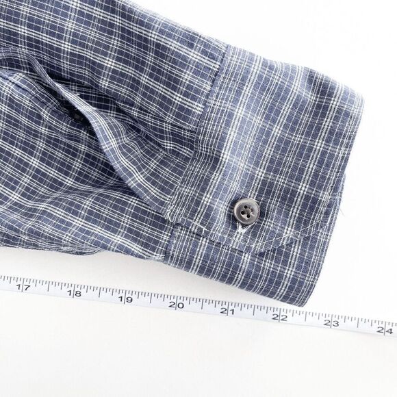Wrangler Jeans Co. Mens Plaid Long Sleeve Cotton Button Up Shirt Navy Blue 2XL - Picture 6 of 7